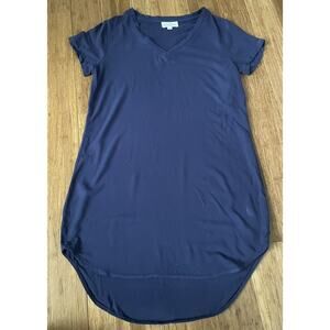 Cloth‎ and Stone Shirt Dress Womens Small Blue Short Sleeve Rayon Lightweight
